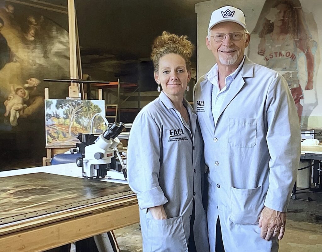 Scott M. Haskins and Virginia Panizzon Veteran Art Conservators at Fine Art Conservation Laboratories.